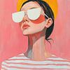 Femme lunettes de soleil | Femme ensoleillée avec lunettes de soleil sur Peintures accrocheuses