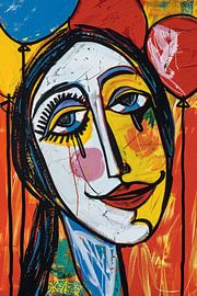 Ausdrucksstarkes Porträt mit bunten Tränen von Imperial Art House