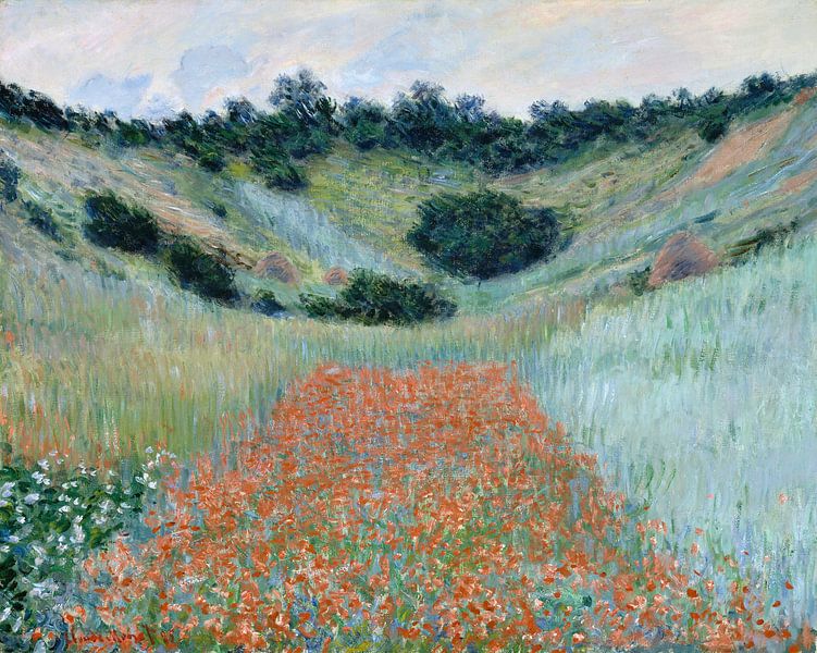 Champ de coquelicots dans une vallée près de Giverny, Claude Monet par Des maîtres magistraux