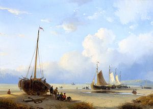 Fishermen with stranded boats, Andreas Schelfhout by Atelier Liesjes