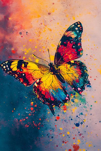 Bunter Schmetterling auf abstraktem Hintergrund von Art & Soul Creations