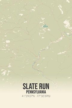 Vintage landkaart van Slate Run (Pennsylvania), USA. van Rezona