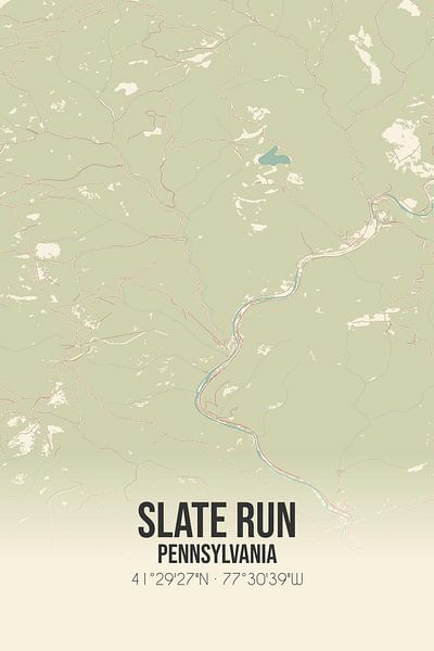 Carte ancienne de Slate Run (Pennsylvanie), USA. par Affiches de lieux