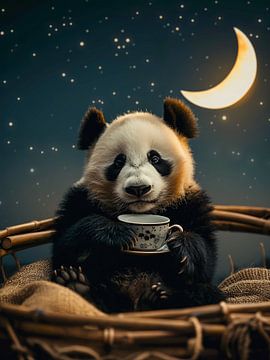 panda die thee drinkt van haroulita
