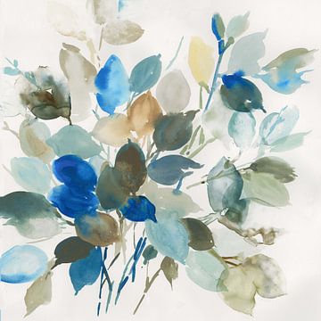 Feuilles bleu I, Asia Jensen sur PI Creative Art