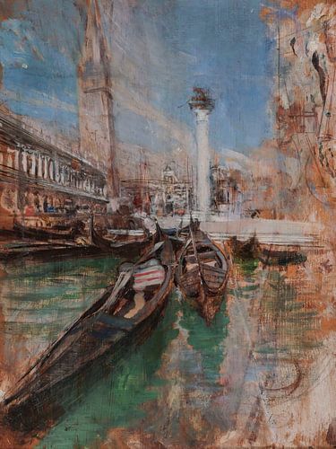 Giovanni Boldini - Gondeln vor dem Markusplatz (ca. 1895)