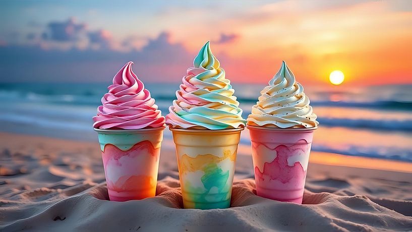Enjoying ice cream under the evening sky by Jean Pierre