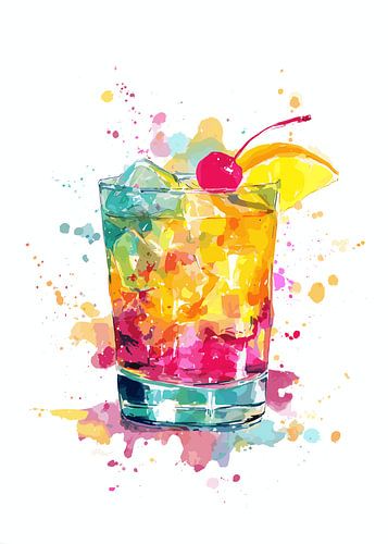 Creatief aquarel met cocktailglas