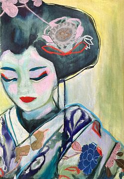 Lotus Flower Geisha van Helia Tayebi Art