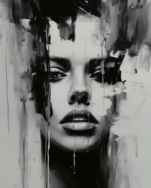 Abstract portret in zwart-wit van Carla Van Iersel