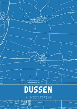 Blauwdruk | Landkaart | Dussen (Noord-Brabant) van MijnStadsPoster