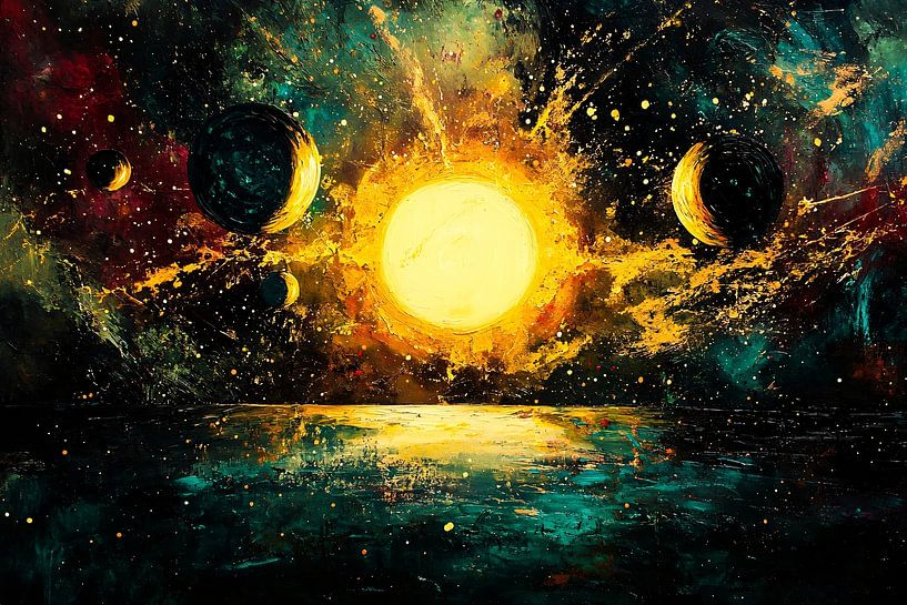 Abstracte planeten en lichtexplosie van Imperial Art House