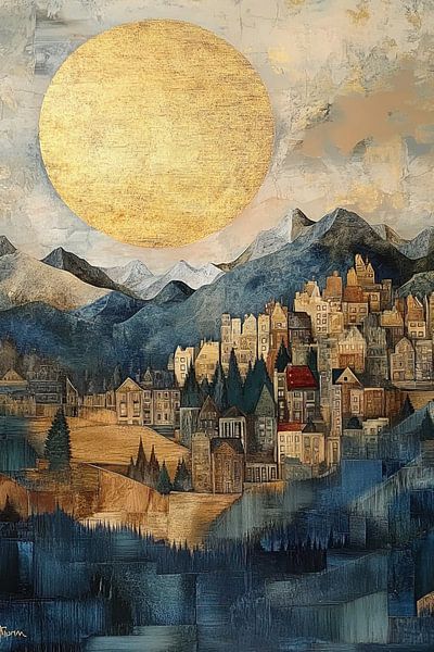 Lunar landscape | Eternal Sunset Hills by Wonderful Art