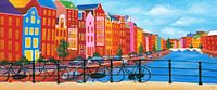 Amsterdam Fahrräder Gracht Gemälde