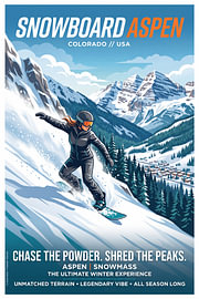 Snowboarden in Aspen van Ted Decker