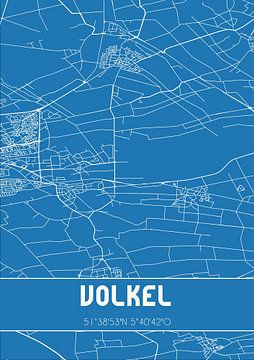Blauwdruk | Landkaart | Volkel (Noord-Brabant) van MijnStadsPoster