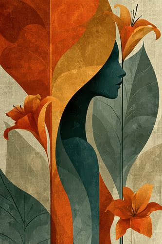 Botaniscke kunst met vrouw