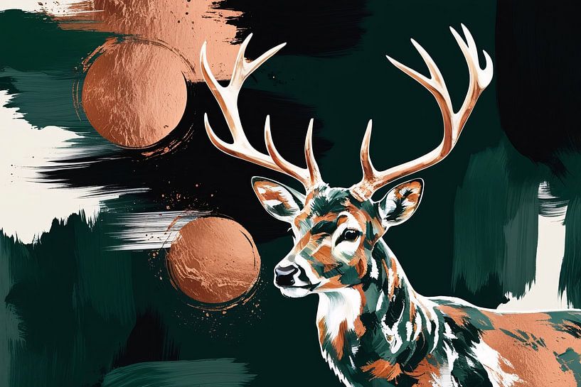 Cerf abstrait avec accents de couleur par Imperial Art House