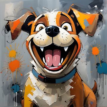 Cartoonachtige hond in levendige kleuren