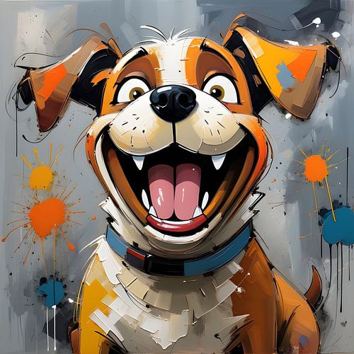 Cartoonachtige hond in levendige kleuren