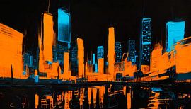 Stad met skyline in kunst