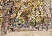 Frederic Houbron - Openbare tuin in Parijs, in 1899 (1899) van Peter Balan thumbnail
