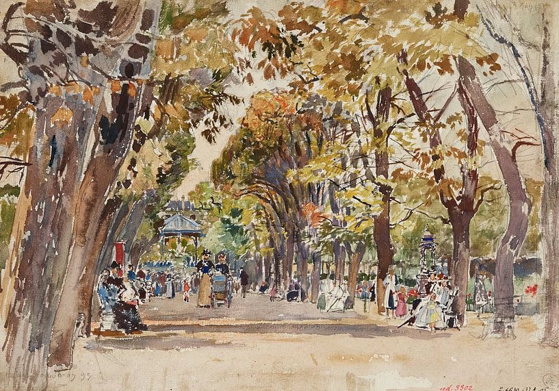 Frederic Houbron - Openbare tuin in Parijs, in 1899 (1899) van Peter Balan