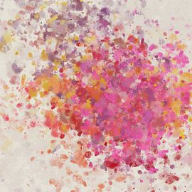 Sanftes, romantisches abstraktes Gemälde in warmen Pastelltönen von Dina Dankers