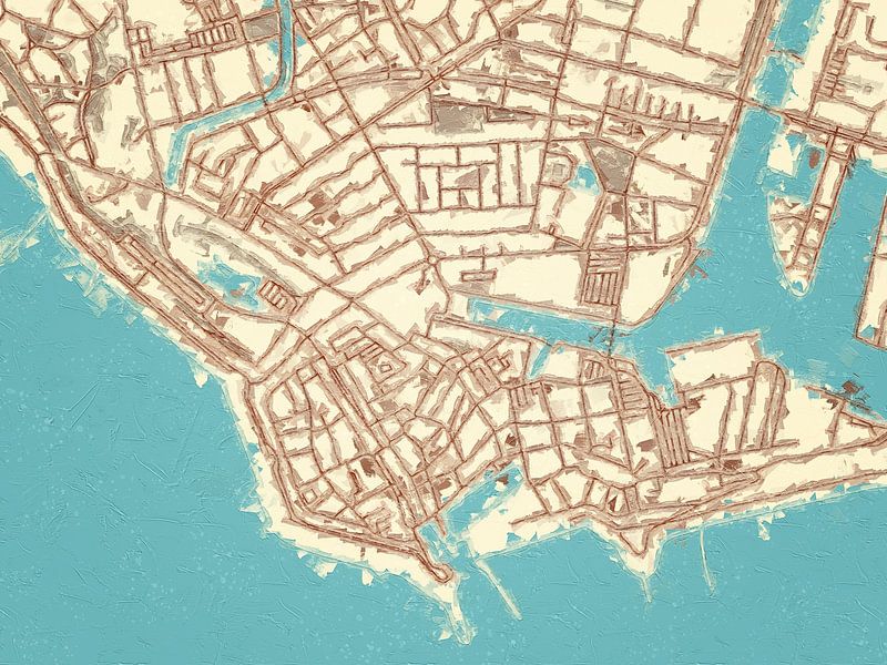 Map of Vlissingen Centrum in the style Blue &amp; Cream by De Kaartenwinkel