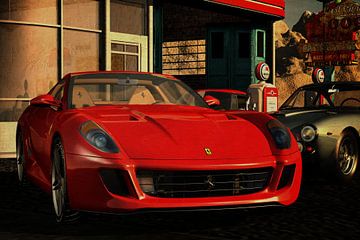 Ferrari 599 GTB Fiorano von 2006 an einer alten Tankstelle von Jan Keteleer