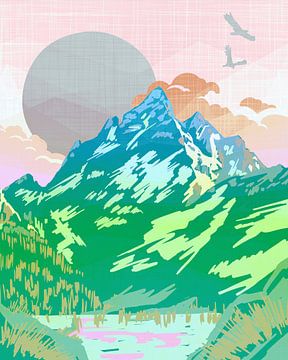 Farbenfrohe Berge von Jacob von Sternberg Art