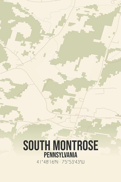 Carte ancienne de South Montrose (Pennsylvanie), USA. par Affiches de lieux