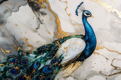 Pauw op abstracte achtergrond