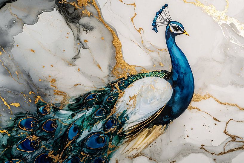 Pauw op abstracte achtergrond van Art & Soul Creations