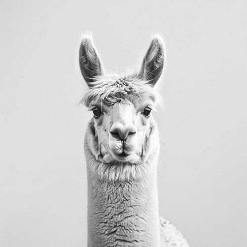 Lama en noir et blanc