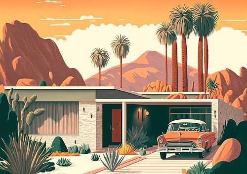 Retro bungalow americana van Vlindertuin-Art