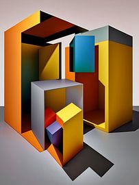 Abstrakt Kuben Quader geometrisch bunt Licht Schatten modern