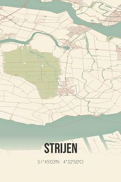 Vintage landkaart van Strijen (Zuid-Holland) van MijnStadsPoster