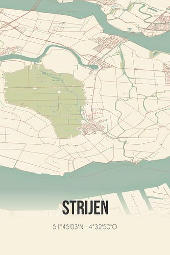Vintage landkaart van Strijen (Zuid-Holland)