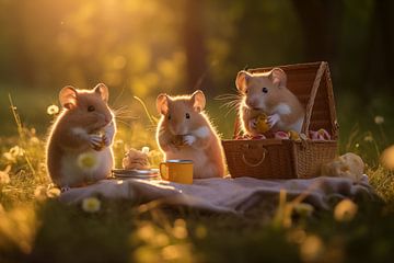 Hamster picknicken im Wald #1 von Ralf van de Sand