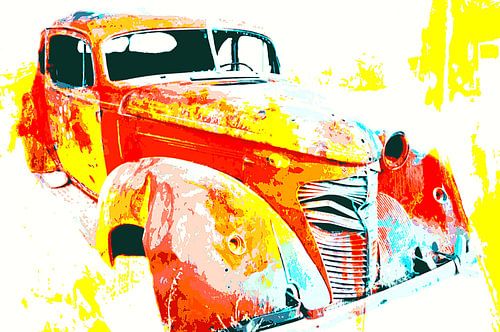 an american vintage car wreck mixed media