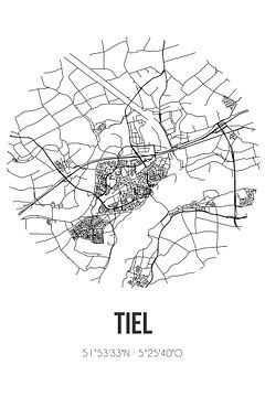 Tiel (Gueldre) | Carte | Noir et blanc sur Rezona