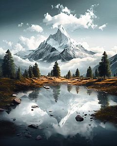 Spiegelung des Berges im See