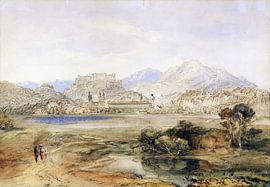 Salzburg with the fortress of Hohensalzburg and the Capuchin monastery, ca. 1820-1850 by Atelier Liesjes
