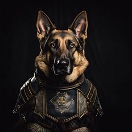 Duitse Herder in Middeleeuwse Krijgersuitrusting by Surreal Media