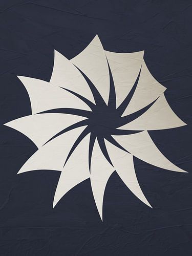 Abstract organic geometric art in blue and beige
