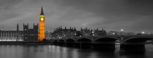 Panorama Big Ben partly black and white in London by Anton de Zeeuw