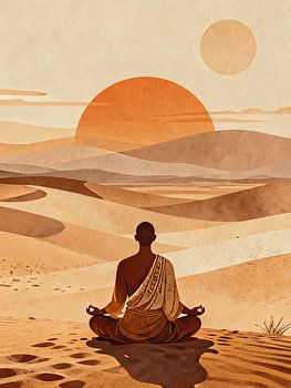 ZEN Meditation Monk - Desert Sunset Silence Spiritual Minimalist Boho