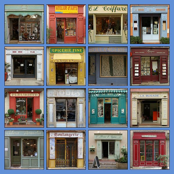 Collage de vitrines de magasins français authentiques. par Gert van Santen