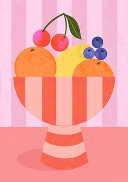 Fruit in gestreepte kom van Melissa Donne